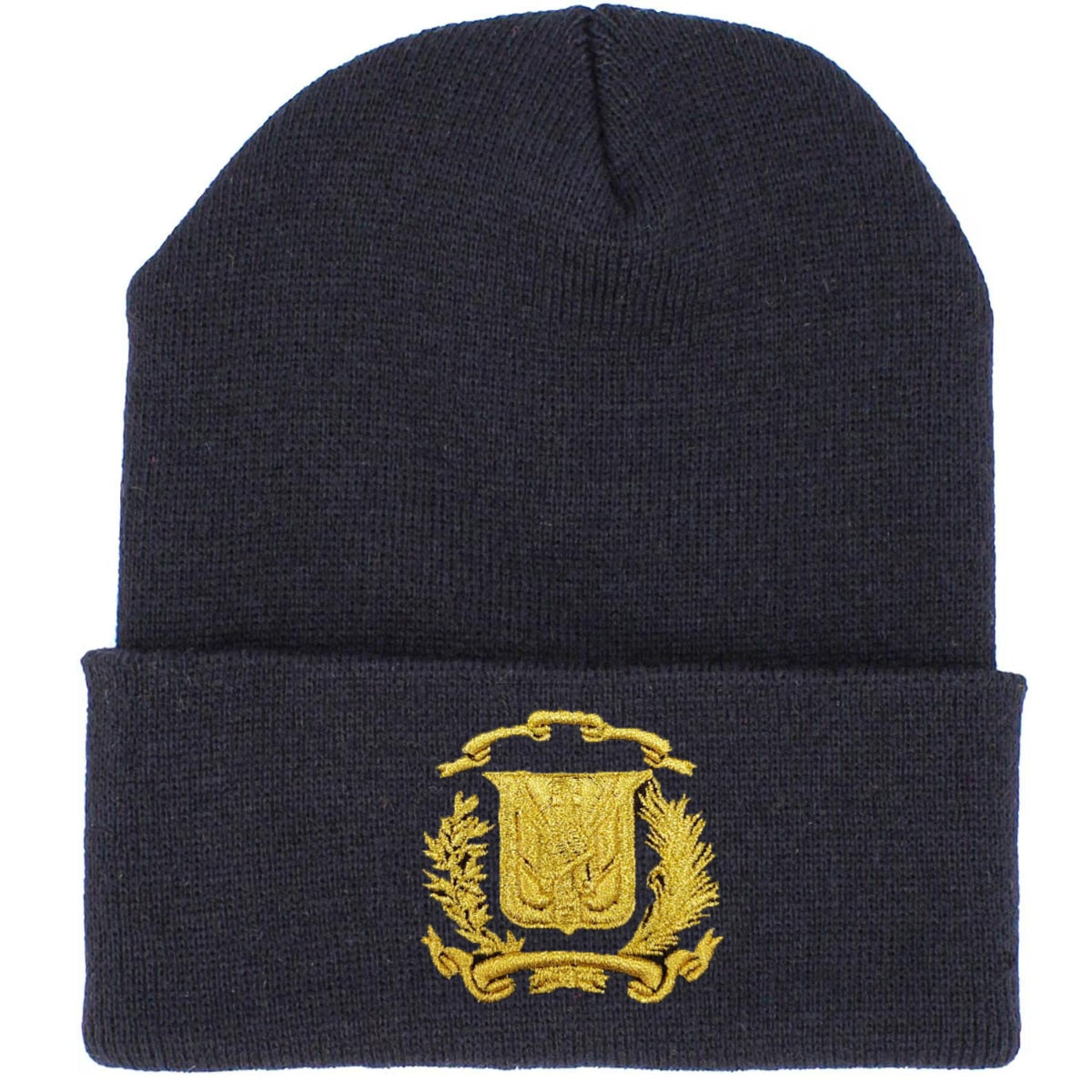 Dominican Shield Skully Black Beanie Hat Peligro Sports