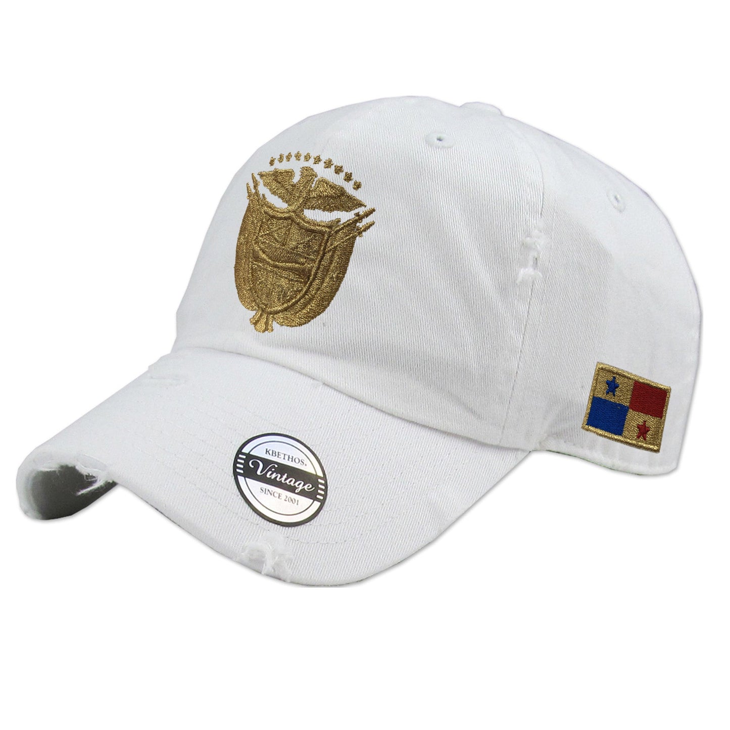 Vintage Panama Hats with Embroidered Panama Shield and Flag Peligro Sports