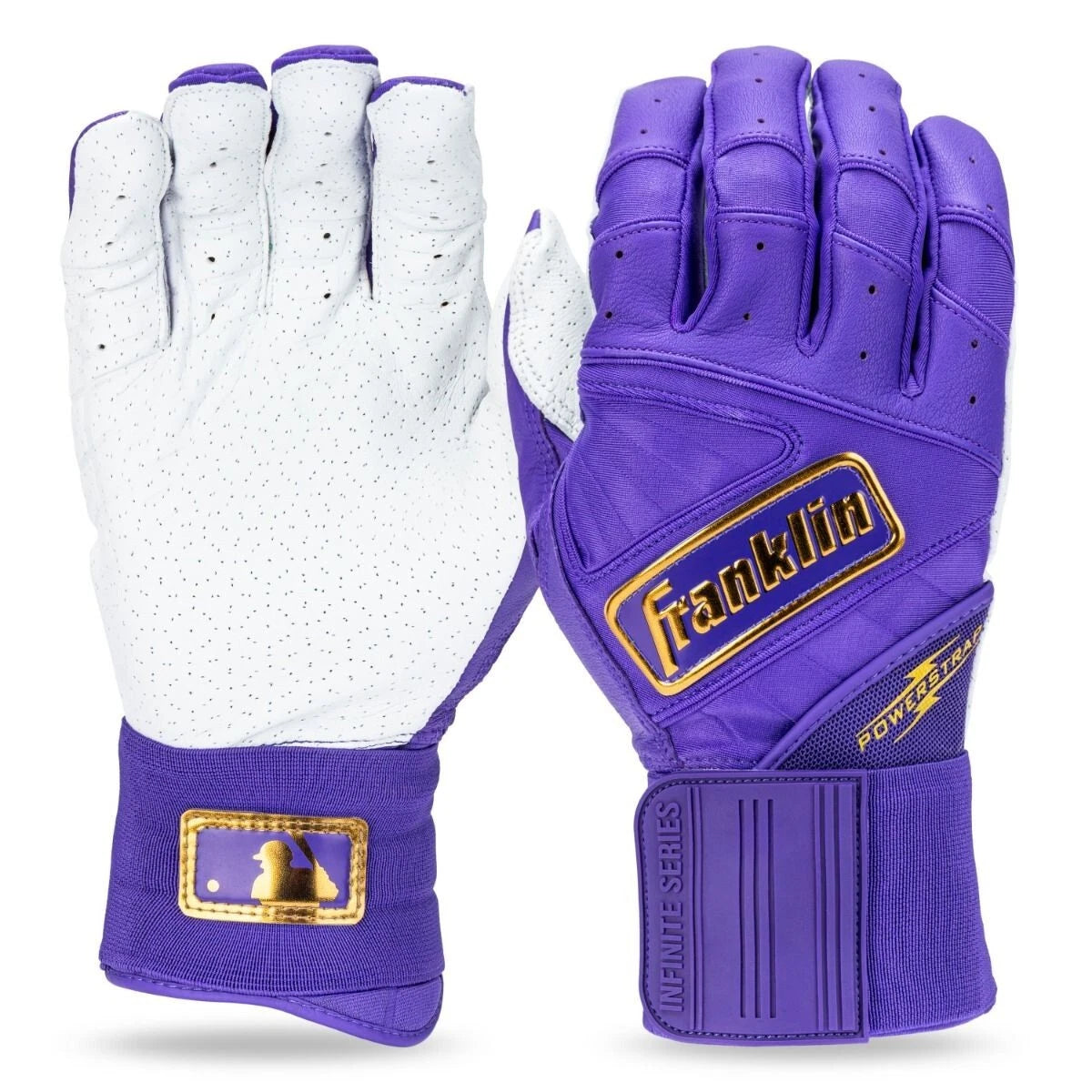 Franklin Infinite Powerstrap Adult Batting Gloves MLB Purple/Gold - MCI SPORTS