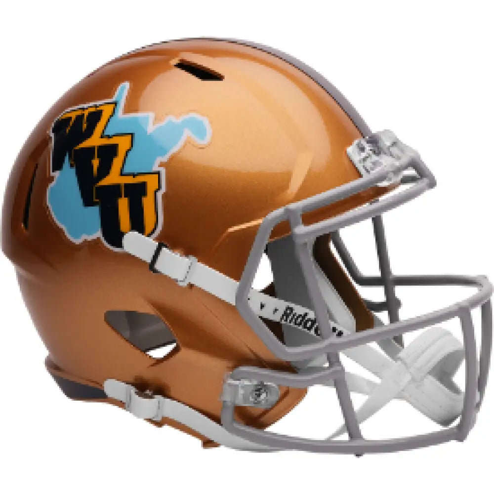 West Virginia Mountaineers Full Size Speed Replica Football Helmet Gold Throwback - NCAA Break4Sports & Collectibles, LLC