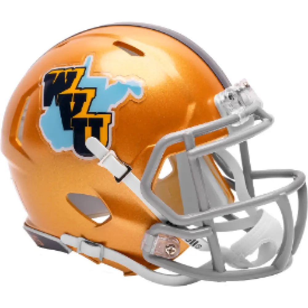 West Virginia Mountaineers NCAA Mini Speed Football Helmet Gold Throwback-NCAA Break4Sports & Collectibles, LLC
