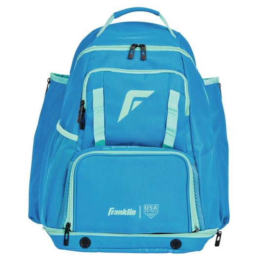 Franklin Sports USA SB Gameday Fastpitch Softball Backpack – Blue/Mint – Adult & Youth Equipment Bag Peligro Sports