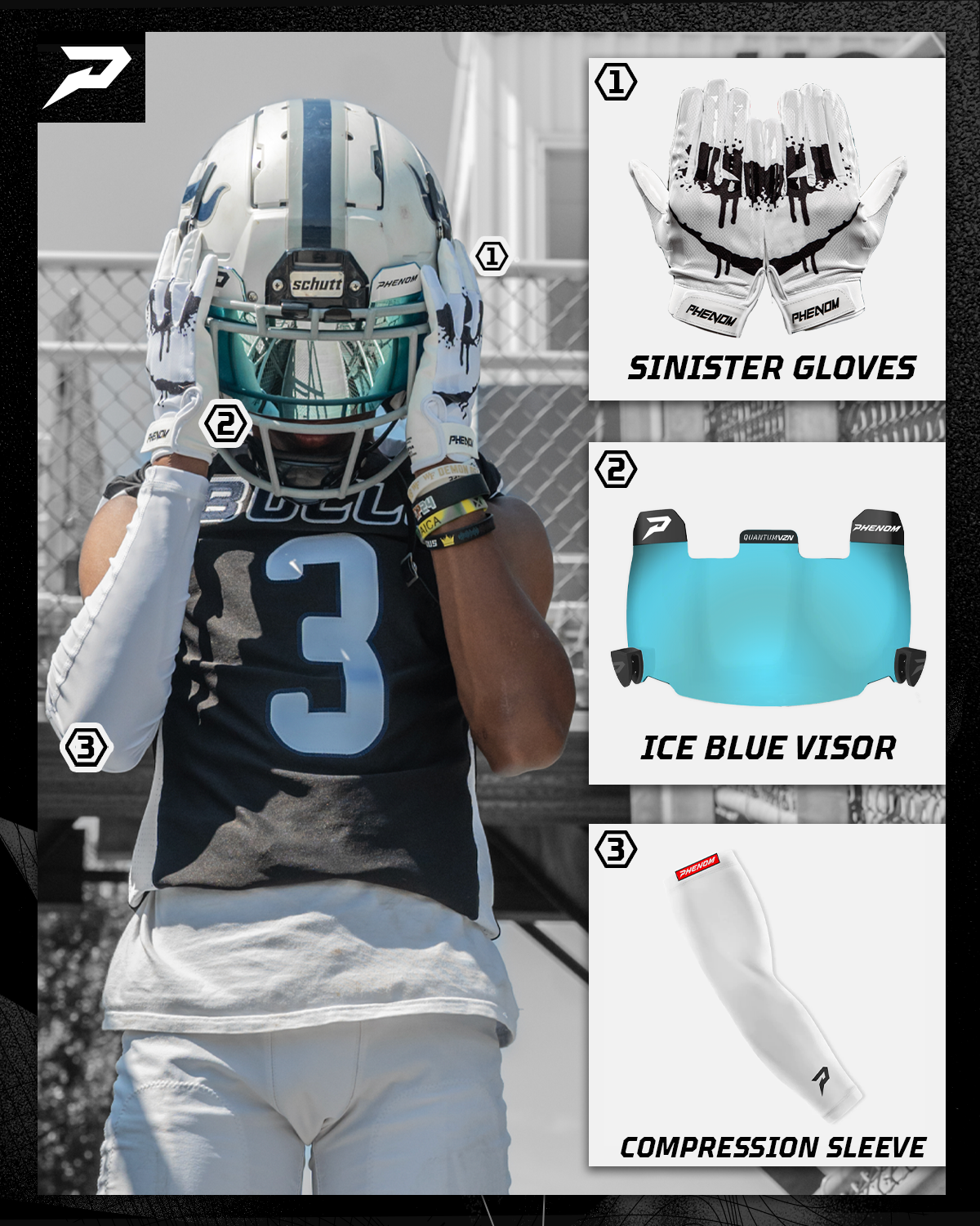 Sinister Football Gloves - VPS1 by Phenom Elite Phenom Elite Brand