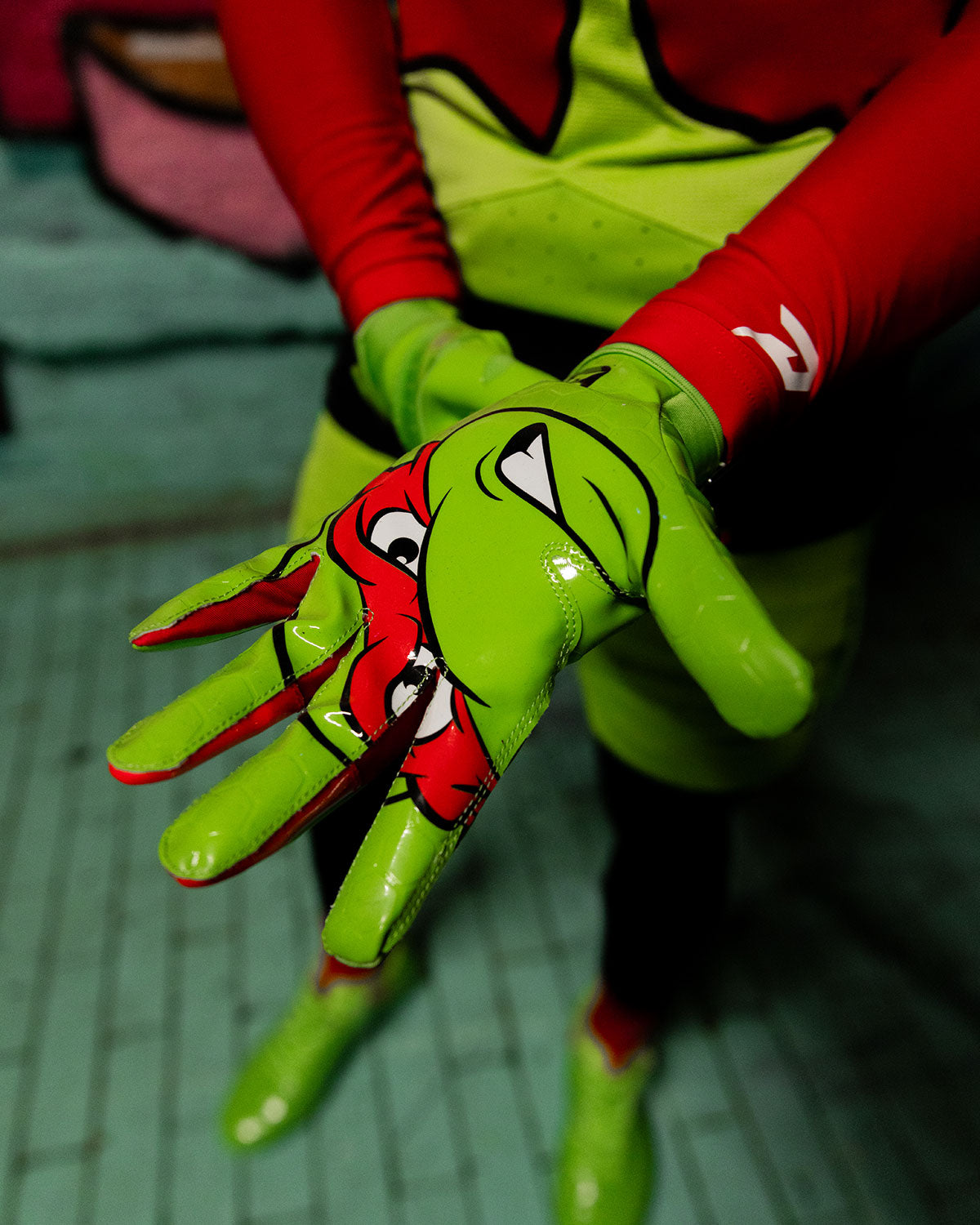 Ninja Turtles: Raphael Football Gloves – VPS5 by Phenom Elite Phenom Elite Brand
