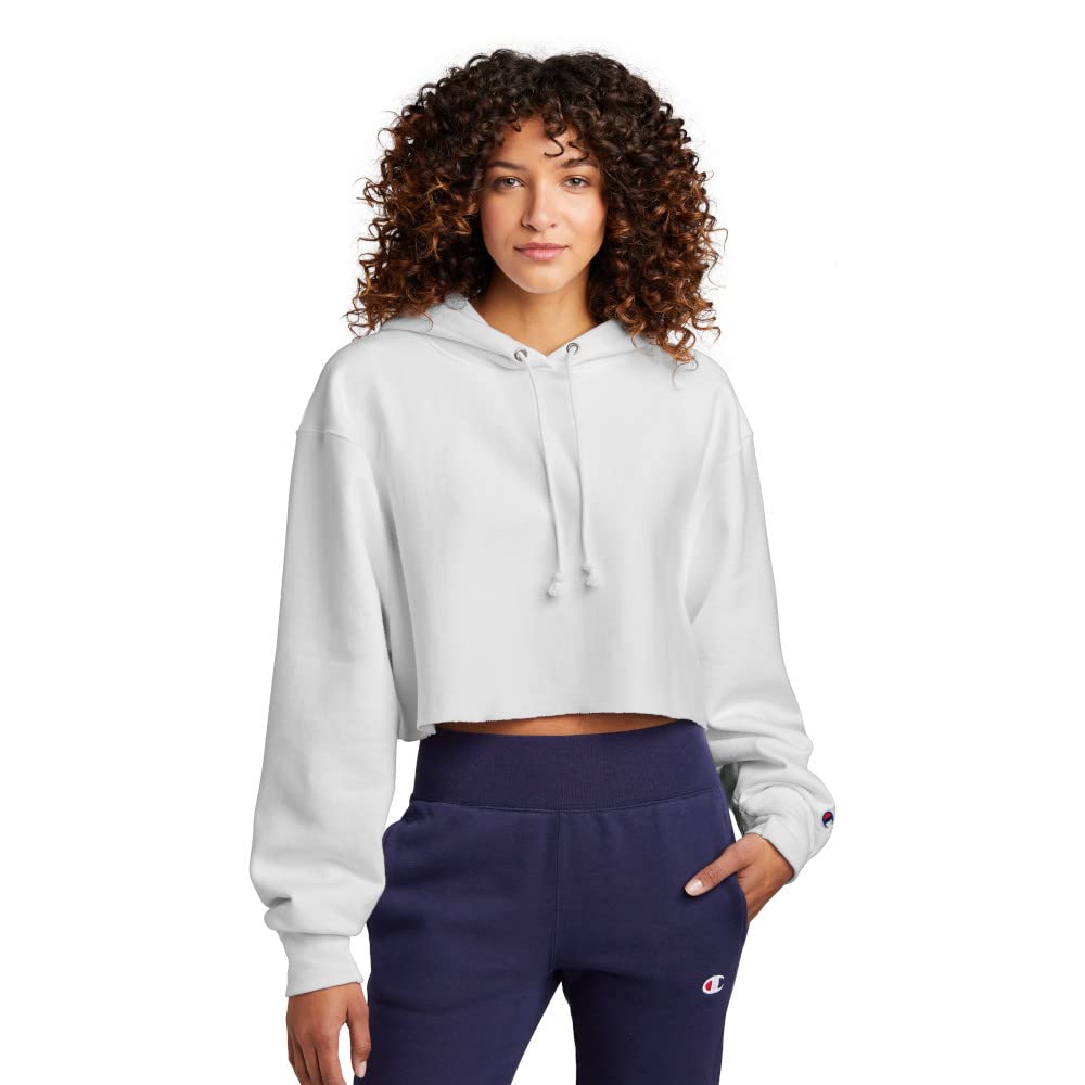 Champion Women's Reverse Weave Cropped Cut-Off Sweatshirt White - MCI SPORTS