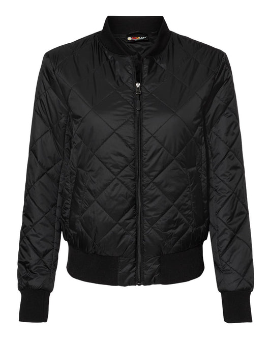 Weatherproof Water Resistant Heat Ladies Quilted Bomber Jacket Black - MCI SPORTS