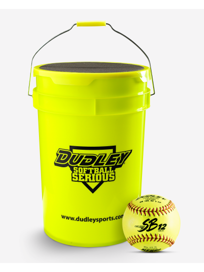 Dudley 12" NFHS SB12 Fastpitch Softball Combo- 1 Dozen balls with Bucket - MCI SPORTS