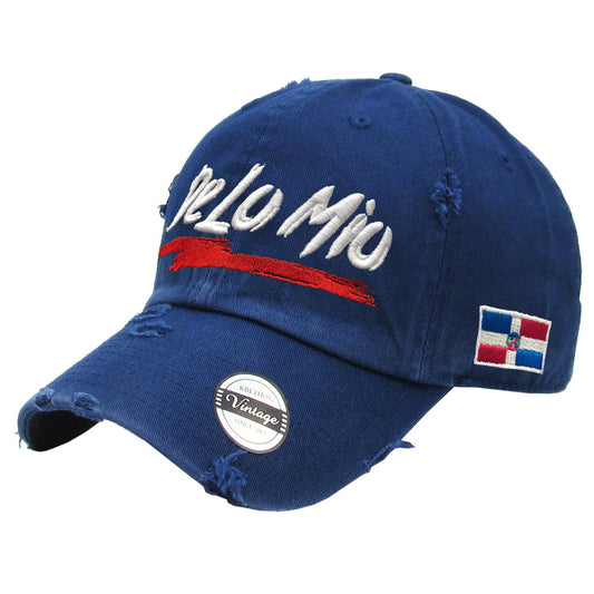 De lo mio embroidered Logo Vintage Hats (Navy - Full Color) Peligro Sports