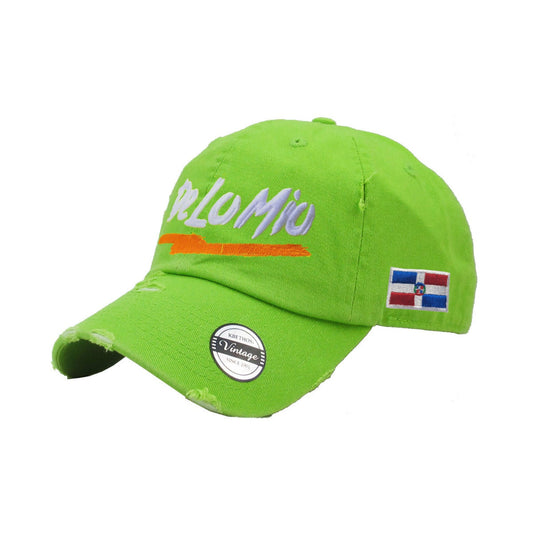 De lo mio embroidered Logo Vintage Hats (Neon Green-Full Color) Peligro Sports