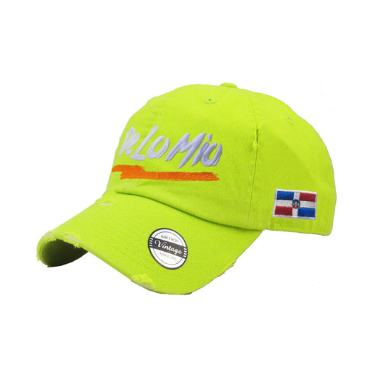 De lo mio embroidered Logo Vintage Hats (Neon Lime-Full Color) Peligro Sports