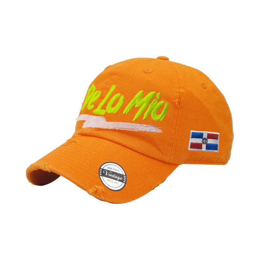 De lo mio embroidered Logo Vintage Hats | Neon Orange - Full Color Peligro Sports