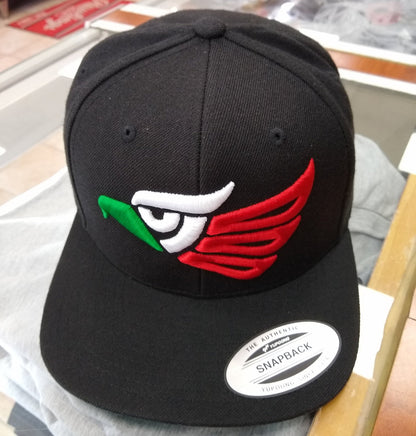 Embroidered Eagle and flag Mexico SLIM LOGO SnapBack hat Peligro Sports