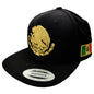 Embroidered Shield and flag SnapBack Mexico Black - Gold Hat Peligro Sports