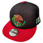 Embroidered Shield and flag SnapBack Mexico Black - Red Hat Peligro Sports