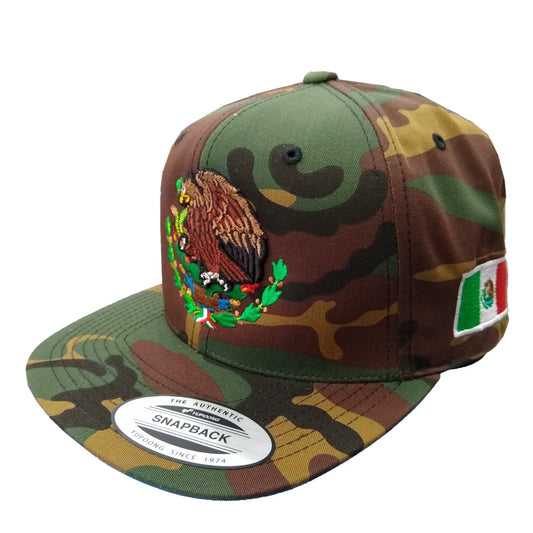 Embroidered Shield and flag SnapBack Mexico Camouflage hat Peligro Sports