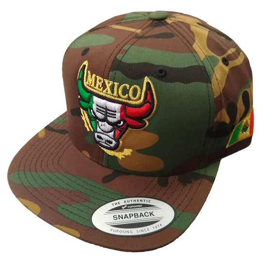 Embroidered SnapBack Mexican Bull logo Camouflage Hat Peligro Sports