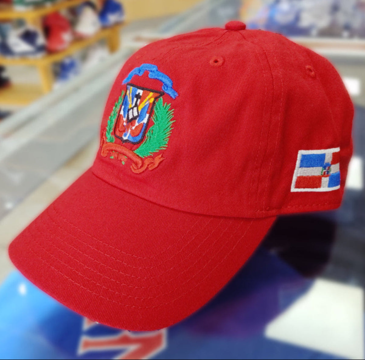 Escudo Republica Dominicana - Dominican Red / Full Color Shield Dad Hat Peligro Sports