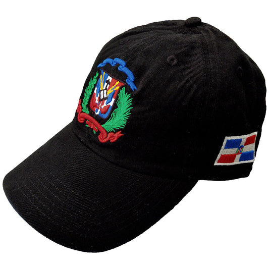 Escudo Republica Dominicana - Dominican Shield Black Full Color Dad Hat Peligro Sports