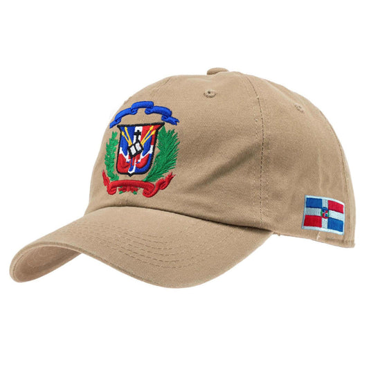 Escudo Republica Dominicana - Dominican Shield Khaki / Full Color Dad Hat Peligro Sports
