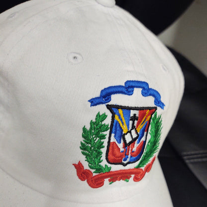 Escudo Republica Dominicana - Dominican Shield White / Full Color Dad Hat Peligro Sports