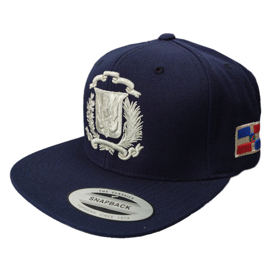 Escudo Republica Dominicana - Dominican Snapback Navy Blue - Metallic SilverHat Peligro Sports
