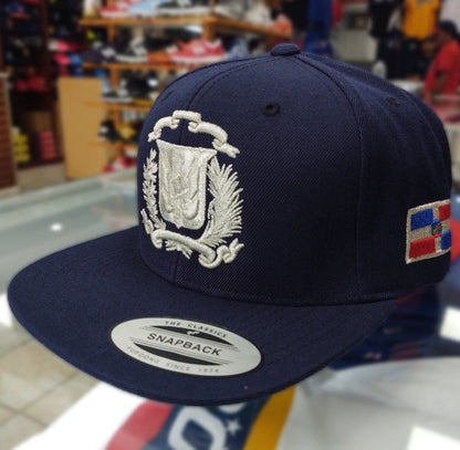 Escudo Republica Dominicana - Dominican Snapback Navy Blue - Metallic SilverHat Peligro Sports