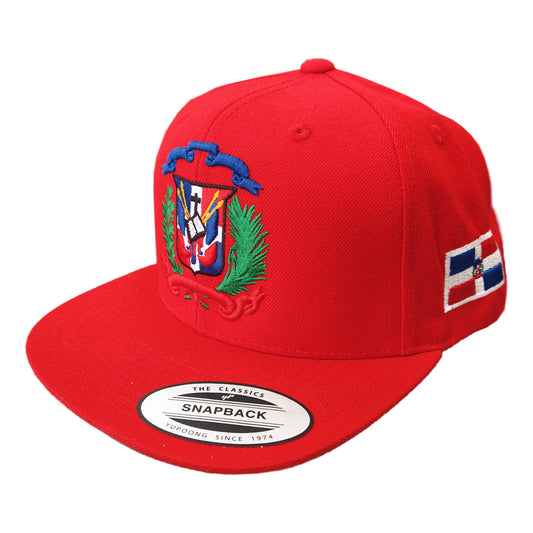 Escudo Republica Dominicana - Dominican Snapback Red - Full Color Hat Peligro Sports