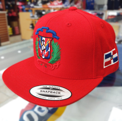 Escudo Republica Dominicana - Dominican Snapback Red - Full Color Hat Peligro Sports