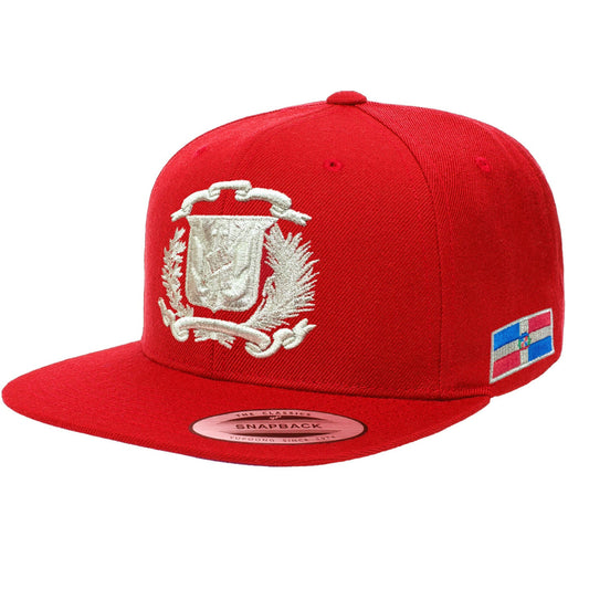 Escudo Republica Dominicana - Dominican Snapback Red - Metallic Silver Hat Peligro Sports
