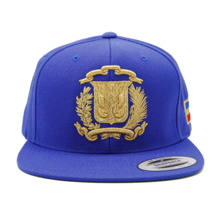Escudo Republica Dominicana - Dominican Snapback Royal - Metallic Gold Hat Peligro Sports