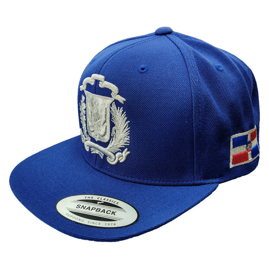 Escudo Republica Dominicana - Dominican Snapback Royal - Metallic Silver Hat Peligro Sports