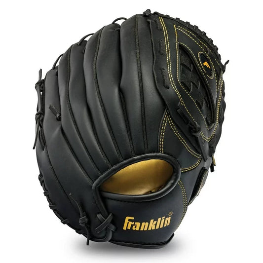 Franklin Sports Baseball and Softball Glove - Field Master - Baseball and Softball Mitt - Adult and Youth Glove - Right Hand Throw - 14" - Black/Gold Peligro Sports