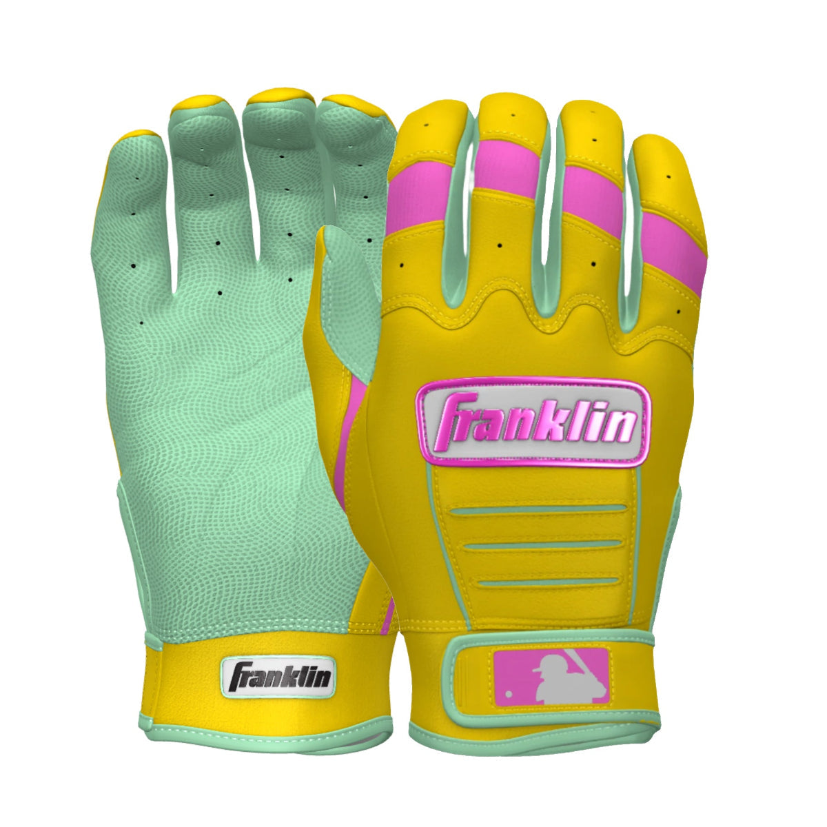 Franklin CFX PRO CUSTOM Batting Gloves - Yellow/Mint Peligro Sports