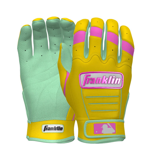 Franklin CFX PRO CUSTOM Batting Gloves - Yellow/Mint Peligro Sports