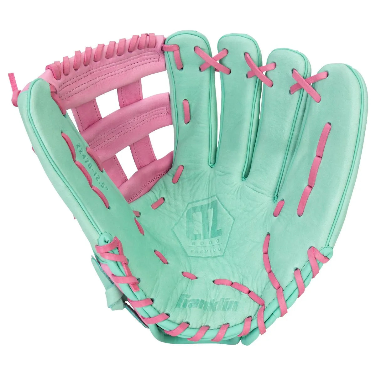 Franklin Sports CTZ5000 12.5" Baseball Glove Mint & Rose – Premium Cowhide Leather Fielding Mitt Peligro Sports