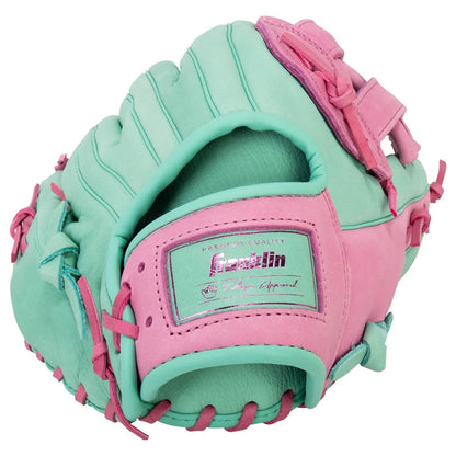 Franklin Sports CTZ5000 12.5" Baseball Glove Mint & Rose – Premium Cowhide Leather Fielding Mitt Peligro Sports