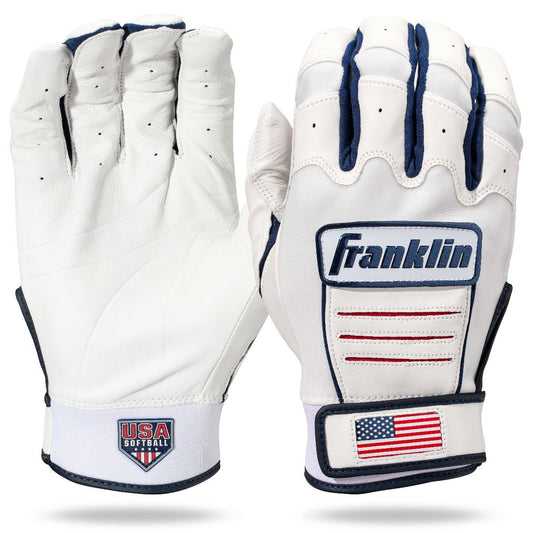 Franklin USA Women Softball CFX FP Batting Glove - White/USA Peligro Sports