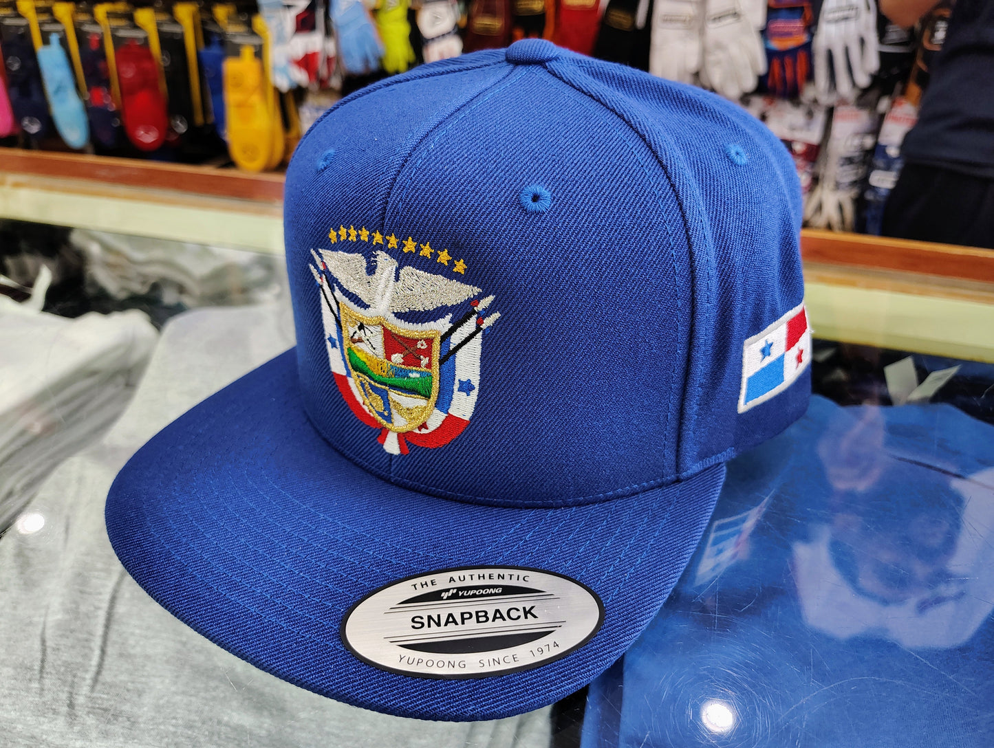 SnapBack Panama Hats with Embroidered Panama Shield and Flag Peligro Sports