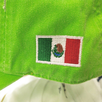 Mexico Vintage Hats With Mexican Flag and Shield Neon Green Hat Peligro Sports