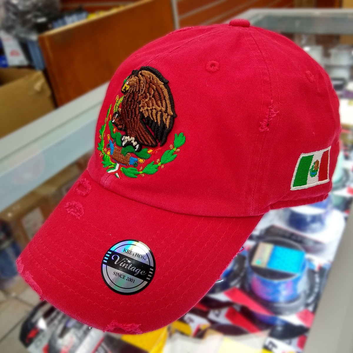 Mexico Vintage hats with Mexican Flag and Shield Peligro Sports