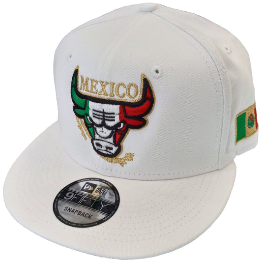 New Era Embroidered SnapBack Mexican Bull logo White Hat Peligro Sports