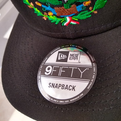 New Era Snapback Black Mexico Shield and Flag Hat Peligro Sports