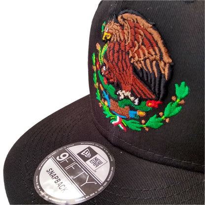 New Era Snapback Black Mexico Shield and Flag Hat Peligro Sports