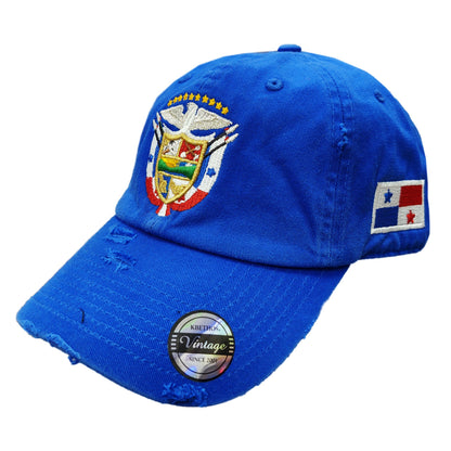 Vintage Panama Hats with Embroidered Panama Shield and Flag Peligro Sports