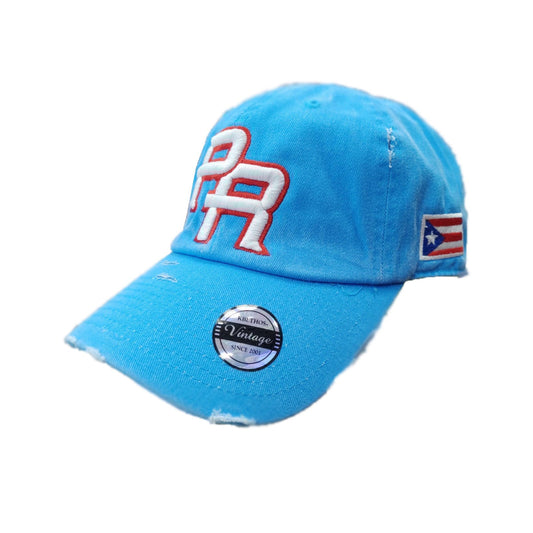 Puerto Rico Vintage Neon Blue Hat PR Logo Peligro Sports