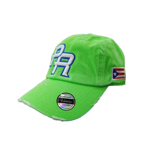 Puerto Rico Vintage Neon Green Hat PR Logo Peligro Sports