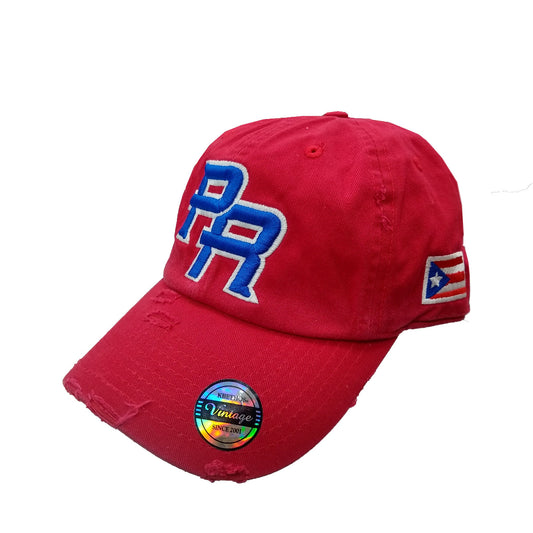 Puerto Rico Vintage Red / Royal Blue Logo Hats Peligro Sports