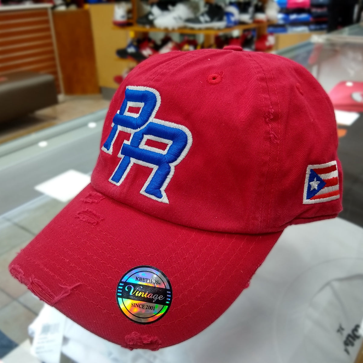Puerto Rico Vintage Red / Royal Blue Logo Hats Peligro Sports