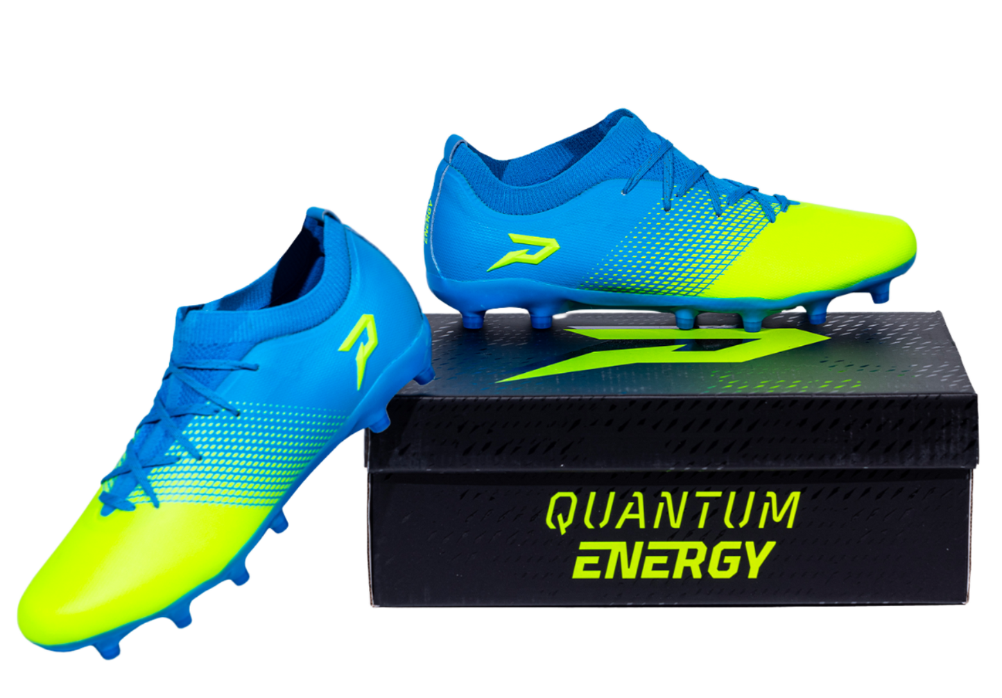Quantum Energy Flag Football Cleats - Columbia Blue & Slime Phenom Elite Brand