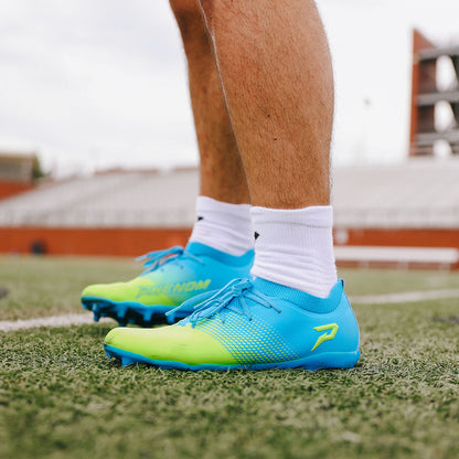 Quantum Energy Flag Football Cleats - Columbia Blue & Slime Phenom Elite Brand
